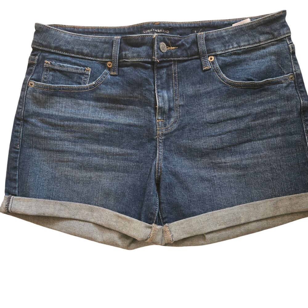Lucky Brand The Roll Up Denim Shorts‎ Size 8/29 medium wash Jean cut off shorts